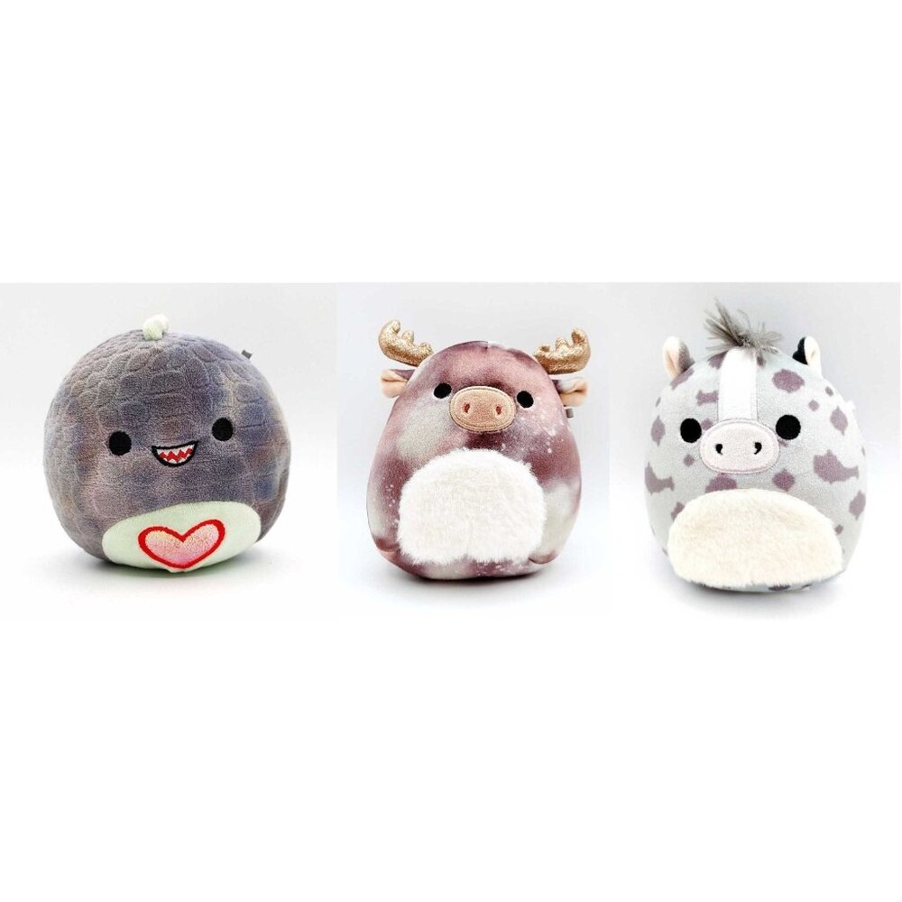 Lot of 3 Squishmallow Grady Stallion Horse, Greggor Moose & Xander Dinosaur 5"